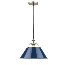  3306-L AB-NVY - Orwell AB Large Pendant - 14" in Aged Brass with Matte Navy shade