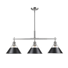  3306-LP PW-BLK - Orwell PW 3 Light Linear Pendant in Pewter with Matte Black shades