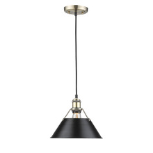  3306-M AB-BLK - Orwell AB Medium Pendant - 10" in Aged Brass with Matte Black shade