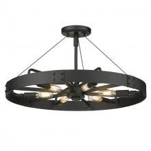  3866-MSF NB-NB - Vaughn Medium Semi-Flush in Natural Black with Natural Black Accents