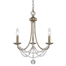  7644-M3 GA - Mirabella 3 Light Mini Chandelier in Golden Aura with Pearl Chiffon Shade