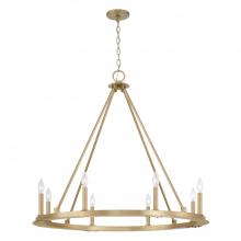  4918AD - 8-Light Wagon Wheel Chandelier in Aged Brass