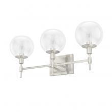  19764 - Hunter Xidane Brushed Nickel with Clear Glass 3 Light Bathroom Vanity Wall Light Fixture