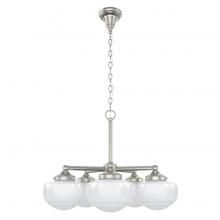  19359 - Hunter Saddle Creek Brushed Nickel with Cased White Glass 5 Light Chandelier Ceiling Light Fixture