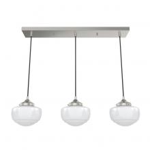  19496 - Hunter Saddle Creek Brushed Nickel with Cased White Glass 3 Light Pendant Cluster Ceiling Light Fixt