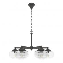  19388 - Hunter Saddle Creek Noble Bronze with Seeded Glass 6 Light Chandelier Ceiling Light Fixture