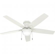  52835 - Hunter 52 inch Anisten Fresh White Low Profile Ceiling Fan with LED Light Kit and Pull Chain