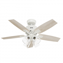  52426 - Hunter 44 inch Gatlinburg Matte White Ceiling Fan with LED Light Kit and Handheld Remote