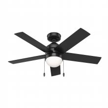  51357 - Hunter 44 inch Rogers Matte Black Ceiling Fan with LED Light Kit and Pull Chain