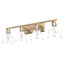  48039 - Hunter Van Nuys Alturas Gold with Clear Glass 4 Light Bathroom Vanity Wall Light Fixture