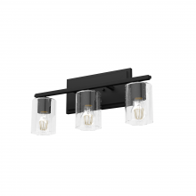  48030 - Hunter Kerrison Natural Black Iron with Seeded Glass 3 Light Bathroom Vanity Wall Light Fixture