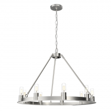  19031 - Hunter Saddlewood Brushed Nickel 9 Light Chandelier Ceiling Light Fixture