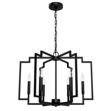  45241 - Hunter Zoanne Matte Black 6 Light Chandelier Ceiling Light Fixture