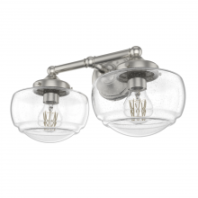  19507 - Hunter Saddle Creek Brushed Nickel with Seeded Glass 2 Light Bathroom Vanity Wall Light Fixture