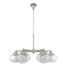  19064 - Hunter Saddle Creek Brushed Nickel with Seeded Glass 6 Light Chandelier Ceiling Light Fixture