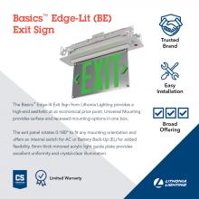  BE W G UM M2 - BASICS™ Edge-Lit Exit Sign, AC and Nicad