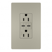  R26USBPDNICC6 - radiant® 15A Tamper Resistant Ultra Fast PLUS Power Delivery USB Type C/C Outlet, Nickel