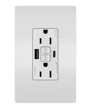  1597TRUSBACW - radiant® Tamper-Resistant 15A Duplex Self-Test GFCI Receptacles with SafeLock® Protection, USB Type 