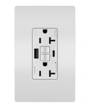  2097TRWRUSBACW - radiant® Tamper-Resistant Weather-Resistant Duplex Self-Test GFCI with USB Type A/C Outlet, White