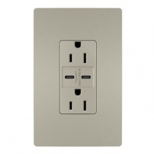  R26USBCC6NICCV4 - radiant® 15A Tamper-Resistant Ultra-Fast USB Type C/C Outlet, Nickel