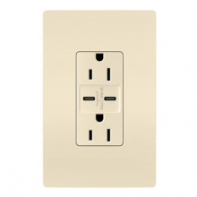  R26USBCC6LA - radiant® 15A Tamper-Resistant Ultra-Fast USB Type C/C Outlet, Light Almond