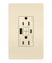  1597TRUSBACLA - radiant® Tamper-Resistant 15A Duplex Self-Test GFCI Receptacles with SafeLock® Protection, USB Type 