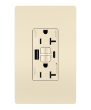  2097TRWRUSBACLA - radiant® Tamper-Resistant Weather-Resistant Duplex Self-Test GFCI with USB Type A/C Outlet, Light Al