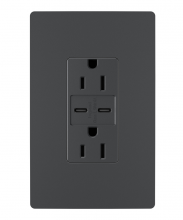  R26USBCC6G - radiant® 15A Tamper-Resistant Ultra-Fast USB Type C/C Outlet, Graphite