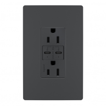  R26USBPDGCC6 - radiant® 15A Tamper Resistant Ultra Fast PLUS Power Delivery USB Type C/C Outlet, Graphite