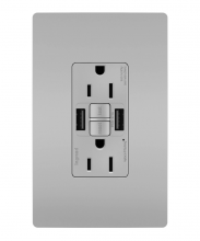  1597TRUSBAAGRY - radiant® Tamper-Resistant 15A Duplex Self-Test GFCI Receptacles with SafeLock® Protection, USB Type 