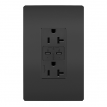  TR20USBPDBK - radiant® 20A Tamper Resistant Ultra Fast PLUS Power Delivery USB Type C/C Outlet, Black