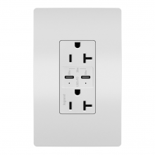  TR20USBPDW - radiant® 20A Tamper Resistant Ultra Fast PLUS Power Delivery USB Type C/C Outlet, White