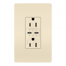  R26USBPDLA - radiant® 15A Tamper Resistant Ultra Fast PLUS Power Delivery USB Type C/C Outlet, Light Almond