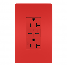  TR20USBPDRED - radiant® 20A Tamper Resistant Ultra Fast PLUS Power Delivery USB Type C/C Outlet, Red