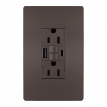  1597TRUSBAC - radiant® Tamper-Resistant 15A Duplex Self-Test GFCI Receptacles with SafeLock® Protection, USB Type 