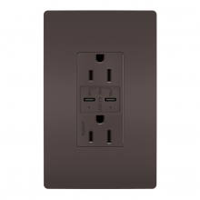  R26USBPD - radiant® 15A Tamper Resistant Ultra Fast PLUS Power Delivery USB Type C/C Outlet, Brown