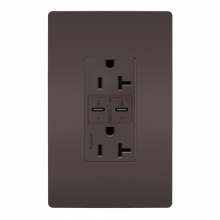  TR20USBPD - radiant® 20A Tamper Resistant Ultra Fast PLUS Power Delivery USB Type C/C Outlet, Brown