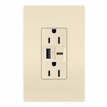  R26USBAC6LA - radiant® 15A Tamper-Resistant Ultra-Fast USB Type A/C Outlet, Light Almond