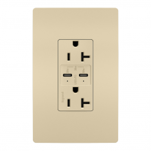  TR20USBPDI - radiant® 20A Tamper Resistant Ultra Fast PLUS Power Delivery USB Type C/C Outlet, Ivory