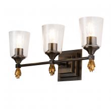  BB1022DB-3-F1G - Vetiver 3 Light Bath Vanity Light In Dark Bronze With Gold Accents