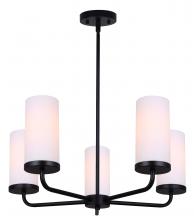  ICH2029B05BK - MALLOY, ICH2029B05BK, MBK Color, 5 Lt Rod Chandelier, Flat Opal Glass, 60W Type A