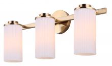  IVL1165A03GD - KINSLEA 23 in. 3 Light Gold Vanity with White Ribbed Glass Shade