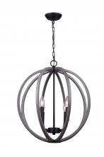  IPL673B04BKD20 - Armelle 4 Light Pendant, Wood Finish