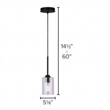  IPL370A01BK-CL - Hampton 1 Light Pendant, Black Finish