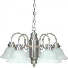  60/1290 - 5 Light - Chandelier with Alabaster Glass - Brushed Nickel Finish