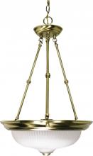  60/243 - 3-Light Small Hanging Pendant Light Fixture in Antique Brass Finish with Frosted Swirl Glass