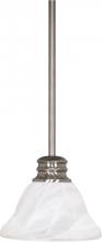  60/365 - Empire - 1 Light 7" Mini Pendant with Alabaster Glass - Brushed Nickel Finish