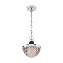  60/7069 - Faro - 1 Light Pendant with Clear Prismatic Glass - Polished Nickel and Black Accents Finish