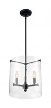  60/7287 - Bransel - 3 Light Pendant with Seeded Glass - Matte Black Finish