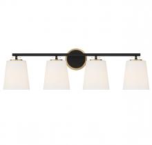  M80079MBKNB - 4-Light Bathroom Vanity Light in Matte Black and Natural Brass